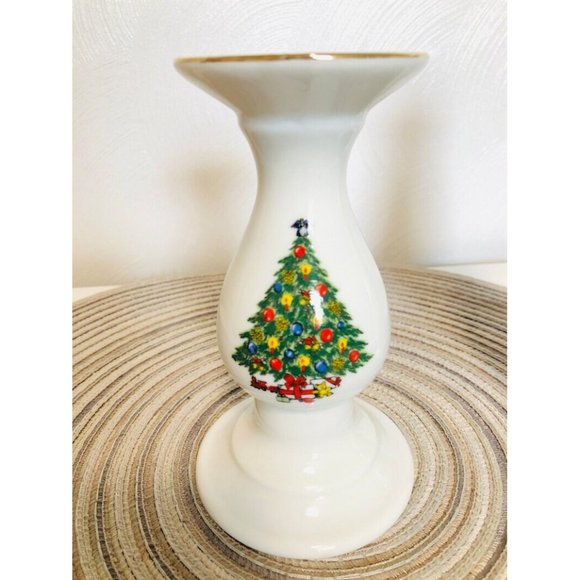 Vintage Jamestown Christmas Tree Candlestick Holder 1980’s Home Christmas Accent - Picture 2 of 4